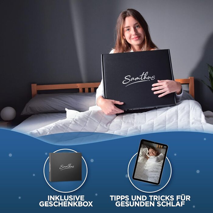 Обтяжена ковдра 135x200 см 6 кг Сертифікована Oeko-Tex - Релаксаційна ковдра 100 бавовна - Щільна антистресова та терапевтична ковдра - Спіть краще з нашою щільною ковдрою - Обтяжена ковдра 135 x 200 см 6,0 кілограмів