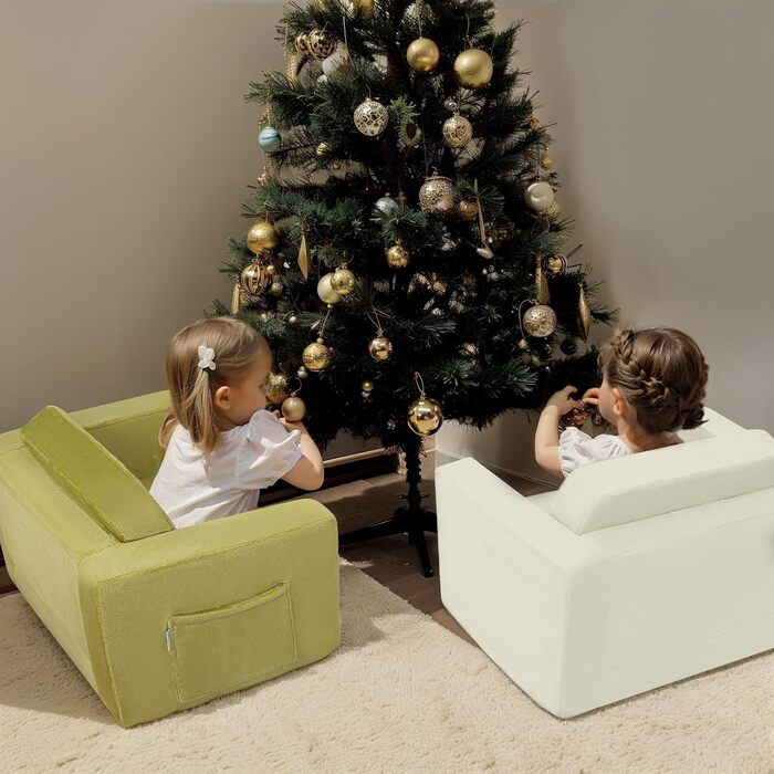 Дитячий диван/крісло MeMoreCool, розкладний, зручний диван-ліжко для малюків, розкладний диван 2-в-1 для дитячої кімнати, кутовий міні-диванчик з функцією сну для хлопчиків та дівчаток (бежевий)