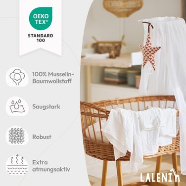 Серветки для відрижки Laleni дитячі в наборі 10 шт. з чистої бавовни - нетоксичні муслінові серветки дитячі 70х70 - поглинаючі мус