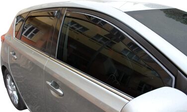 АВТОМОБІЛЕБУДУВАННЯ Вітровий дефлектор підходить для Auris Hatchback 2013-2018, Heko Rain Deflector, чорний, тонований, комплект з 4 шт. , передній, задній, аеродинамічний, проста установка