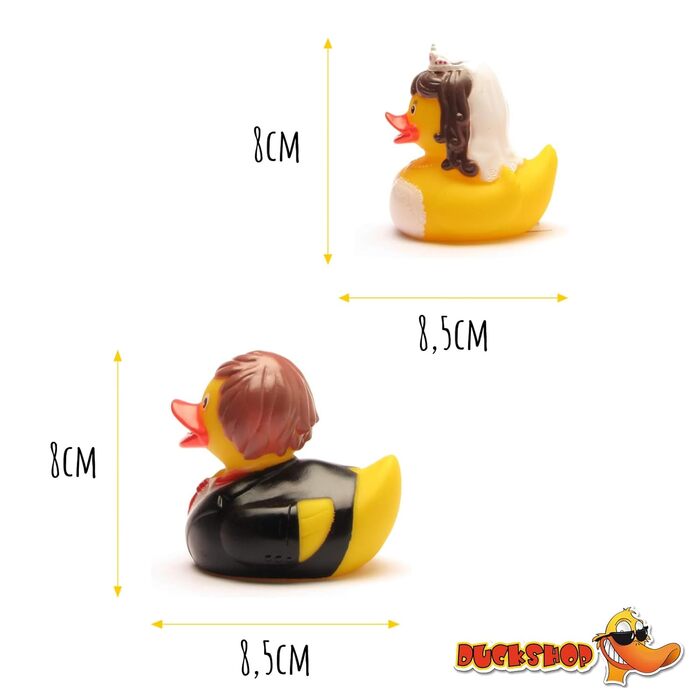 Гумова качечка I Качечка наречена - L 8 см I В комплекті брелок гумова качечка I Подарунок на весілля I Подарунок для нареченої