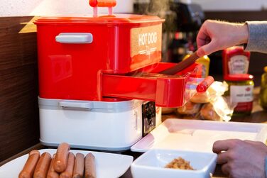 Велика машина для приготування хот-догів із відділенням для підігріву булочок - пароварка для вечірки з хот-догами
