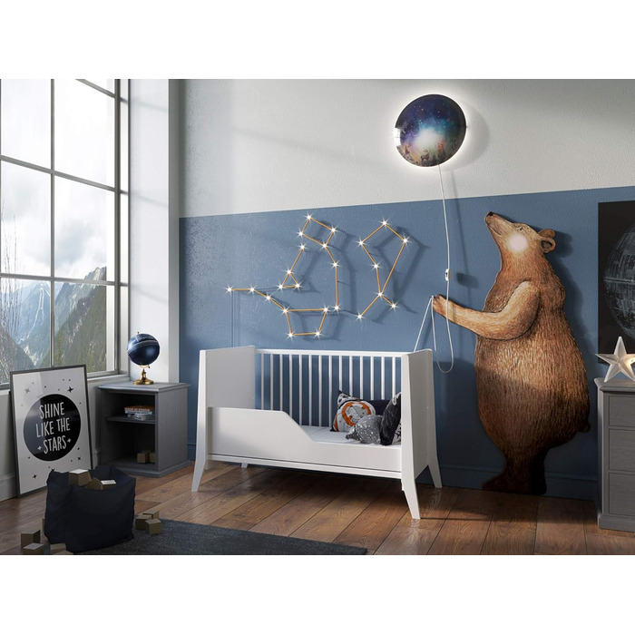 Дитяче ліжечко/спальне місце Love For Sleep 120x60 см із захисним бар&39єром, трансформоване, дитяче ліжко White Mercury, дерев&39яне дитяче ліжко - Дитяче ліжко, Дитяче ліжко, Росте разом з вашою дитиною, Ліжечко