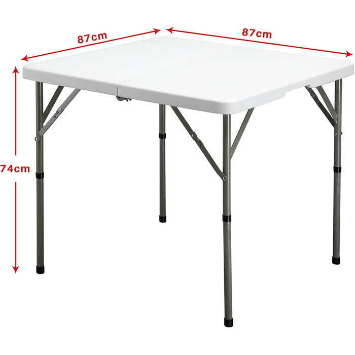 Розкладний стіл HollyHOME, квадратний, 87 см, кемпінговий стіл, розкладний стіл, водонепроникний, садовий стіл, балконний стіл, портативний розкладний стіл, обідній стіл для кухні, барбекю, кейтерингу, вечірки, білий, 87 см * 87 см
