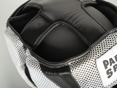 Шолом Paffen Sport Star MESH для спарингу надзвичайно легкий та міцний підходить для боксу, муай-тай, кікбоксингу тощо. Чорний/білий S/M