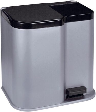 Вигнутий сміттєвий бак для роздільного сміття, сріблястий/темно-сірий, 30x40x40,5