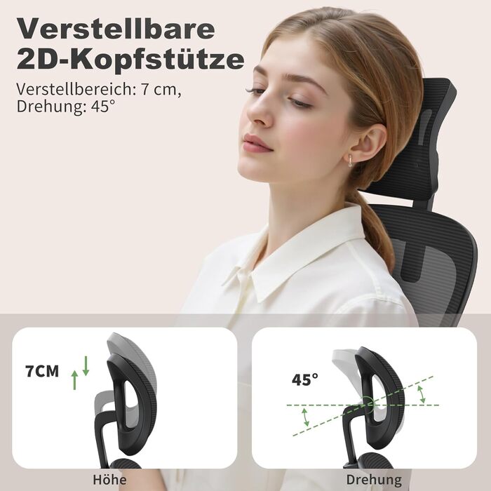 Ергономічне офісне крісло rattantree, стілець для роботи з відкидними підлокітниками, підголівником та спинкою