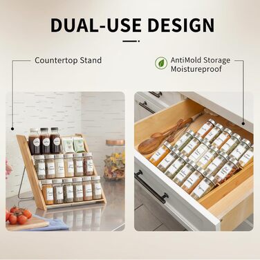 Бамбуковий органайзер для спецій універсальна вставка для спецій/банок/банок, не потребує свердління, нековзний