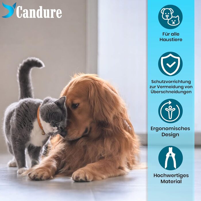 Професійні ножиці для кігтів Candure для собак та котів з пилкою для нігтів Кусачки для нігтів з нержавіючої сталі Високоякісний різак для догляду за кігтями для домашніх тварин Кусачки для нігтів великі з захисним кожухом 6 дюймів