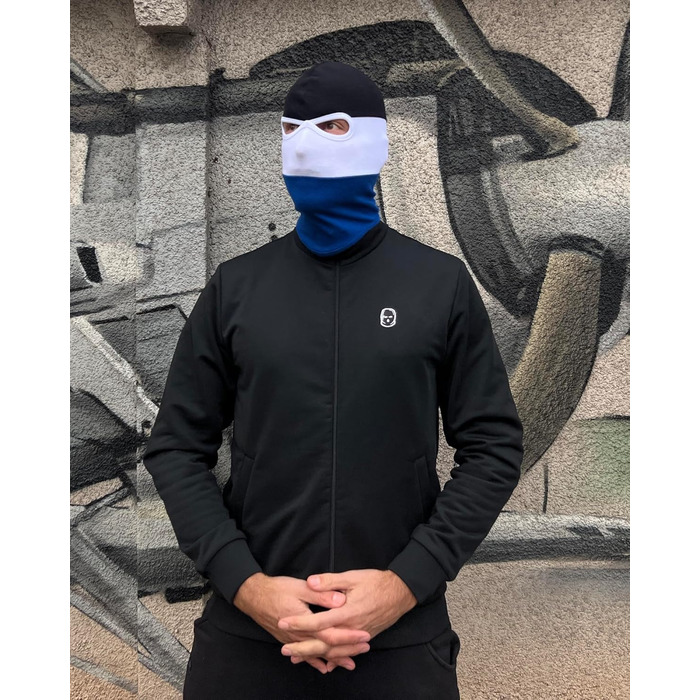 Балаклава PGWEAR у чорну, білу та синю смужки Маска унісекс, один розмір Ультрас, Хулігани, Лижі, Мотоцикли