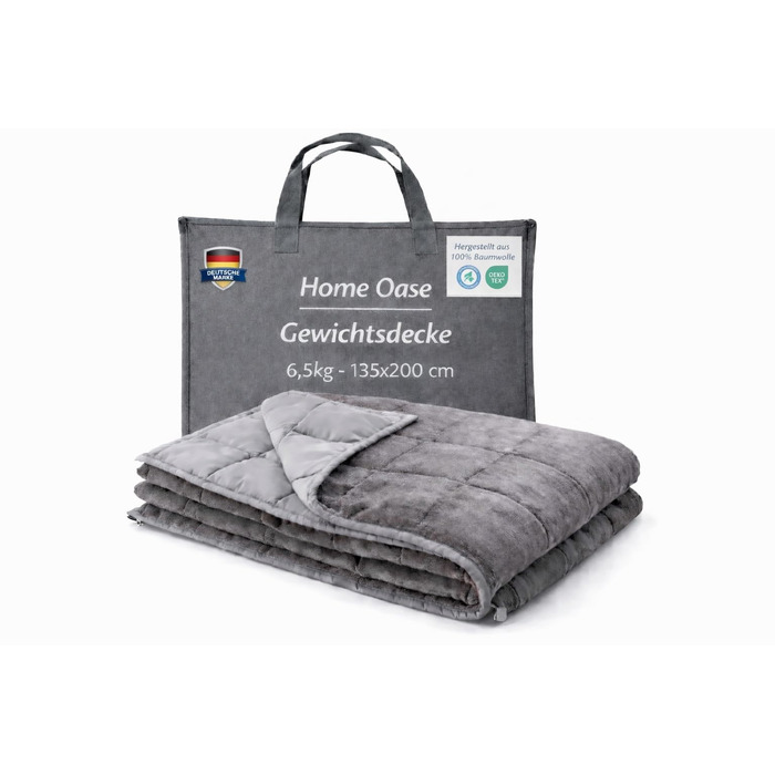 Обтяжена ковдра 6,5 кг 135x200 см зі скляними намистинами, можна прати в пральній машині, 100 бавовна, дихаюча для кращого сну