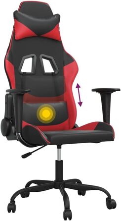 Ігрове крісло з функцією масажу, чорно-червона штучна шкіра, офісне крісло, ігрове крісло, ігрове крісло, обертове крісло, стілець для столу - 345400