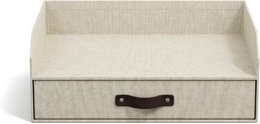 Лоток для листів BIGSO Walter з вбудованою шухлядою практичне місце для зберігання листів, документів тощо система організації з ДВП з папером, що імітує лляну тканину бежевий