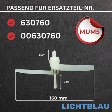 Світло-блакитний набір з 2 тримачів для кухонного комбайна Bosch MUM5 I Запасна частина для подрібнювача гілок безперервної дії підходить для аксесуарів MUZ5VL1, MUZ5DS і MUM5 00630760 630760 I Bosch MUM5