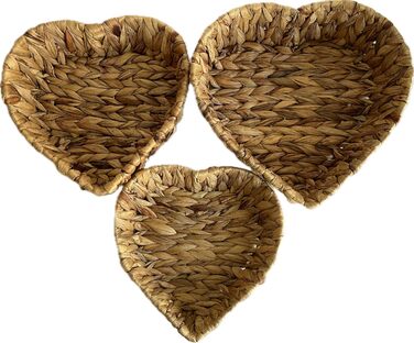Набір із 3 порожніх подарункових кошиків у формі серця Декоративні подарункові кошики з міцного матеріалу, ідеально підходять для подарунків, зберігання та декорування.
