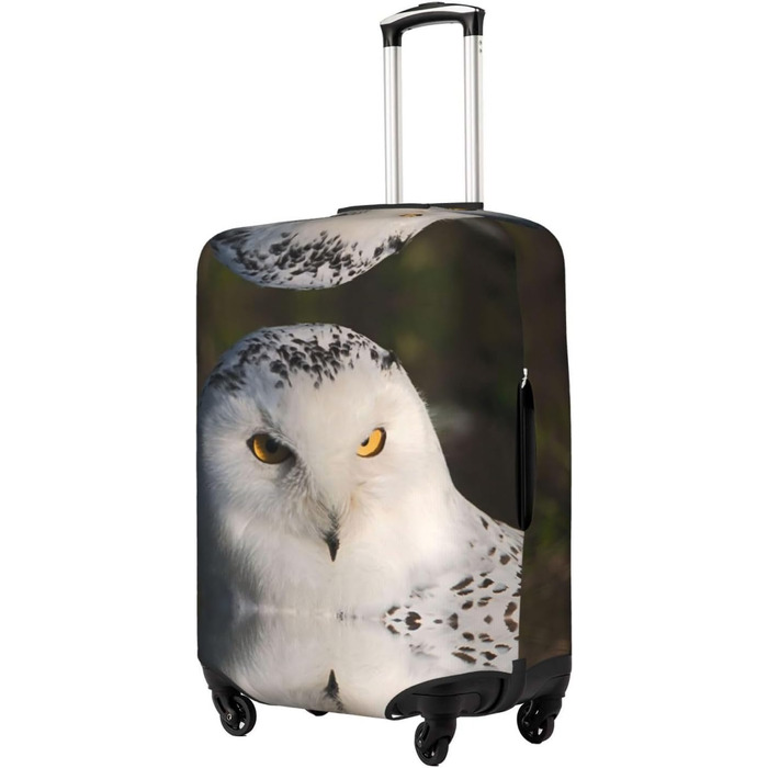 Чохол для валізи Засніжені совині очі з еластичною тканиною, захисний від подряпин та пилу, чорний, розмір 85