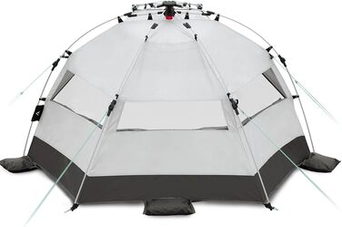 Пляжний навіс qeedo Quick Bay із захистом від ультрафіолету (UV80) для 2 осіб, включаючи сумку на колесах, пластикові кілочки та відтяжки - захист від сонця для сімей, дітей, немовлят або собак - Sandgrey Light Sand