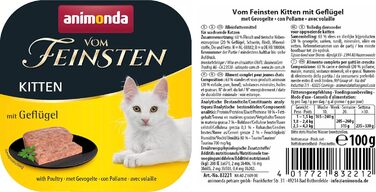 Вологий корм для кошенят від Feinsten Kitten з птицею (32 x 100 г), вологий корм для кошенят без зерна та цукру від animonda, зі свіжими м&39ясними інгредієнтами