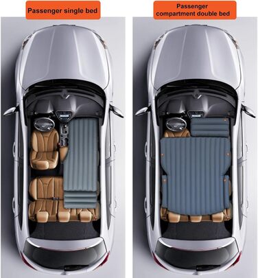 Надувний матрац для автомобіля - Ліжко на передньому сидінні автомобіля, Надувна подушка для автомобіля Надувна передня подушка для автомобільного матраца, Водонепроникний товстий надувний матрац з ПВХ, Герметичний P12-Чорний