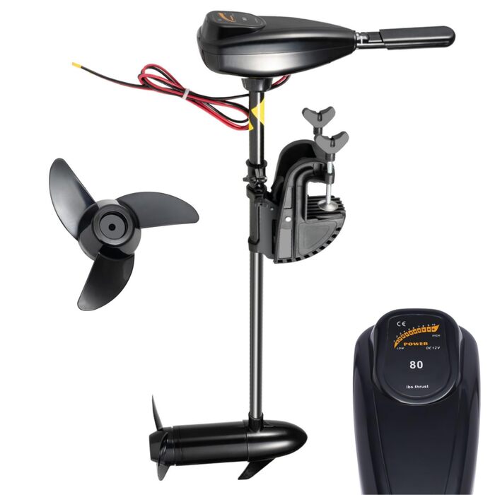 Електродвигун 80 фунтів 12 В підвісний човновий мотор Оновлений електричний підвісний мотор 800 Вт з крутним моментом 1850 кг 5 передач вперед 3 передачі назад Регульована висота З індикатором батареї