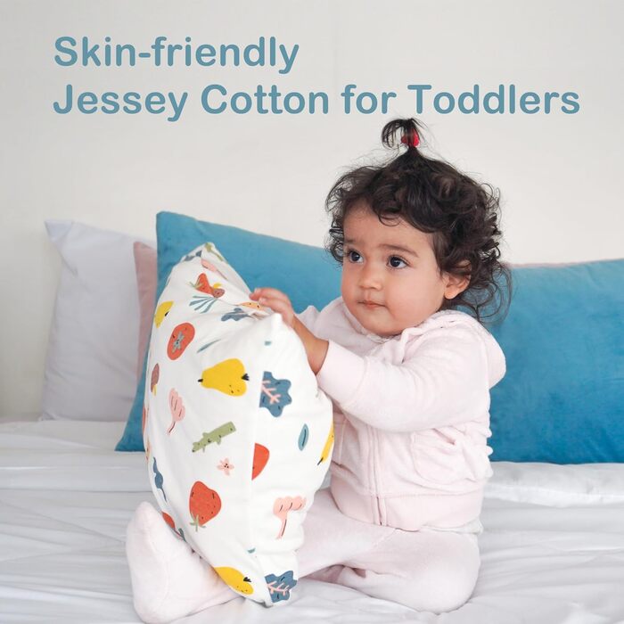 Дитяча подушка Moonrite з наволочкою, 100 бавовна, м'яка, дихаюча, можна прати, маленька подушка для малюків і дітей для ліжка, мі