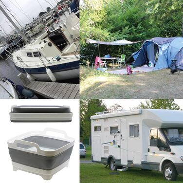 Висувна миска Cao 9 літрів для дорослих унісекс сіро-біла 30,5 x 30 см - В 20 см (розкрита) - В 7 см (складена)