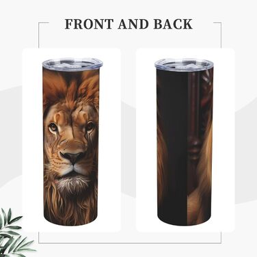 Кухоль з прямою трубочкою, дизайн The Lion&39s Gaze, 590 мл, дорожній кухоль, підходить для кемпінгу, офісу та дому