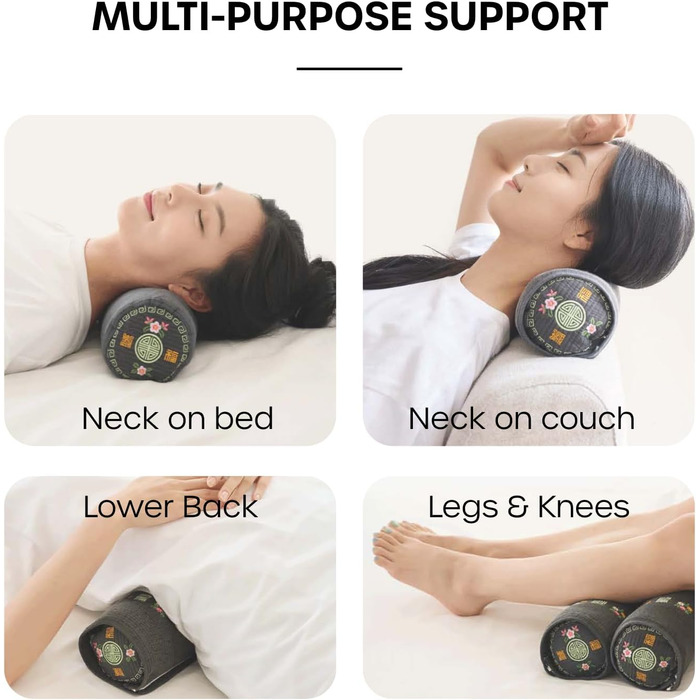 Корейська гречана подушка BTS JK&39s Pick (Begozani), регульована циліндрична подушка (30,5 x 10,2 см) з органічною наволочкою, дихаюча для прохолодного сну, валик для шиї для сну на боці та спині