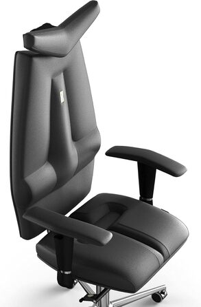 Ергономічне офісне крісло для керівника KULIK SYSTEM - Зручне та регульоване крісло з підтримкою спини та попереку для тривалої роботи Запатентований дизайн для полегшення спинки Натуральна шкіра кольору Jet - Чорний