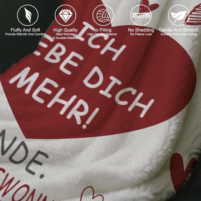 Подарунки &quotЯ тебе кохаю&quot для жінок та чоловіків, подарунки для партнера для нього та неї, персоналізована ковдра на річницю весілля, День святого Валентина, Різдво, подарунки на річницю весілля для чоловіків та жінок, плед-обіймач 150 x 130 см