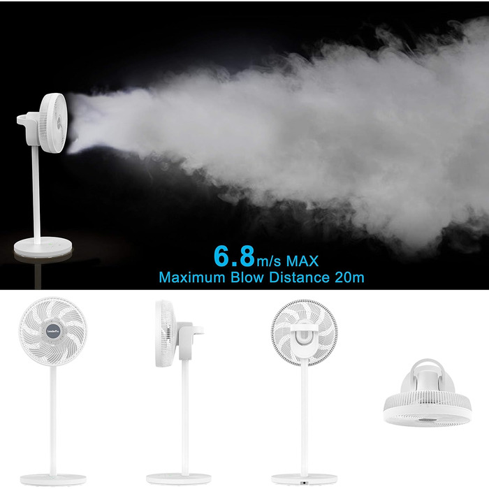 П'єдестальний вентилятор з двигуном постійного струму - вентилятор Тихий 20 дБ 3D коливальний з пультом дистанційного керування/ви
