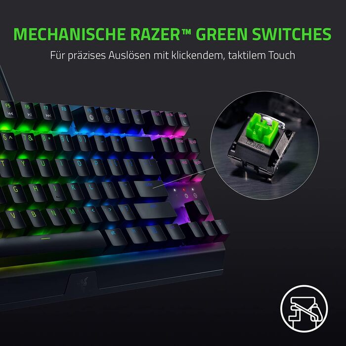 Американська розкладка QWERTY Американська розкладка BlackWidow V3 TKL Зелений клавішний перемикач, 3 Tenkeyless -