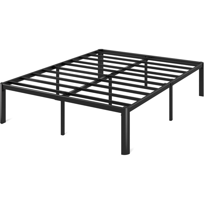 Каркас ліжка Zinus Van 140x200 см - Металеве ліжко 140x200 з металевою рейковою основою - Платформа заввишки 41 см з простором під нею - Пружинний матрац не потрібен - Легке складання - Чорний 140 x 200 см