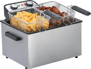 Фритюрниця з нержавіючої сталі Steba, об'єм 5 літрів, для смаженої їжі до 1,5 кг, кошик розміру XXL 10 x 29 x 21,5 см, DF 300