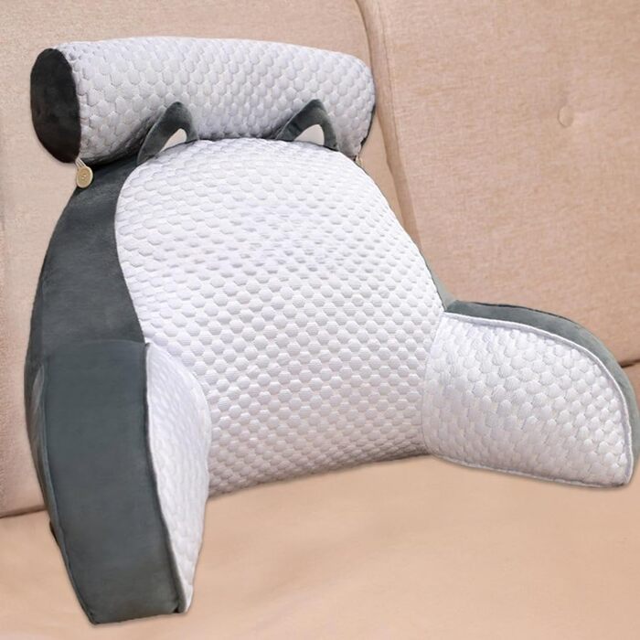 Подушка для спини Yagerod для ліжка, XXL подушка для підтримки спини, велика подушка для читання Viroxa 70x50 см з підлокітниками, знімна наволочка, забезпечує підтримку спини, для читання, перегляду телевізора, зустрічей, відпочинку (A, 60 x 40) A 60 x 4