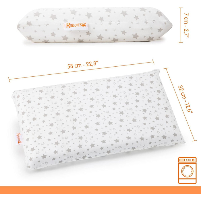 ПОДУШКИ - Дитяча подушка з піни з пам'яттю, гіпоалергенна та дихаюча - Дитяча подушка - 100 бавовняний чохол, що можна прати - Oek