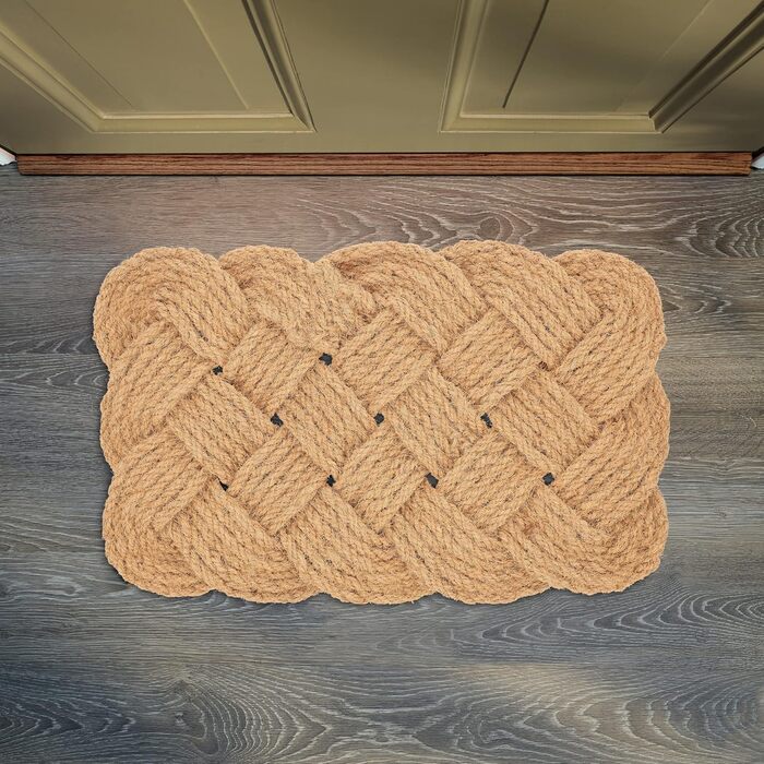 Килимок для дверей Relaxdays Coconut, з вузлуватим візерунком, 75 x 45 см, ручної роботи, двосторонній, натуральний