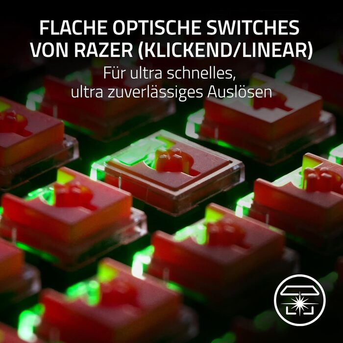 Оптична низькопрофільна ігрова клавіатура (лінійні оптичні перемикачі, гіпершвидкісний бездротовий зв'язок, USB-C, лазерне гравіюв