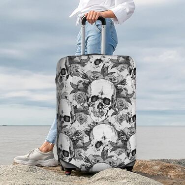 Чохол для валізи BAFAFA з принтом черепа та скелета, захист від подряпин та пилу, еластичний, чорний, розмір 95
