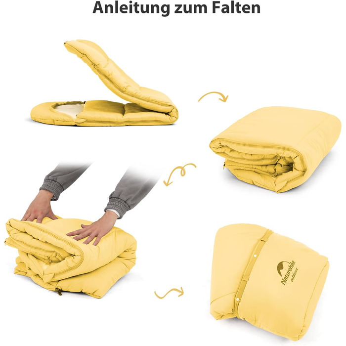 Дитячий спальний мішок Naturehike, літній, весняний, осінній, бавовняний спальний мішок для дітей, подорожей, кемпінгу, легкий теплий, кемпінговий, спальні мішки C300-жовтий