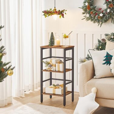 Полиця-драбина HOOBRO, стояча полиця, 3-рівнева книжкова полиця, поперечна конструкція, багатофункціональна полиця для зберігання, міцний металевий каркас, індустріальний стиль, для вітальні, спальні, кабінету EBF80CJ01G1 Вінтажний коричневий чорний 40 x 