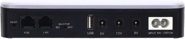Джерело безперебійного живлення (UPS) 12V 1A 10400mAh з 4 розетками та USB-портом - резервне живлення для роутера, модему, CCTV-камери. Європейська вилка, 100-240V