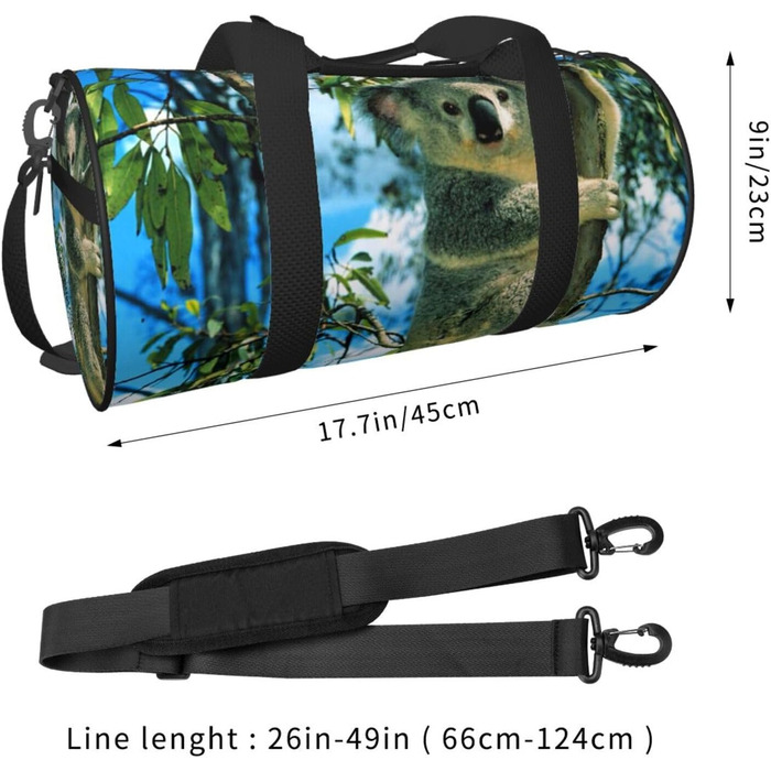 Спортивна сумка, дорожня сумка, принт Ведмідь, малюнок Коала, сумка для подорожей на ніч, Чорний колір, універсальний розмір, дорожня сумка