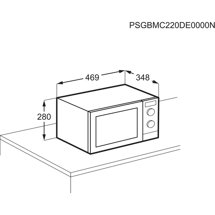 Окремо стояча мікрохвильова піч AEG / MFB252DB / гриль / 25 л/розморожування / 900 Вт/LED-підсвічування/Чорний