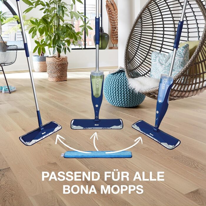 Набір чохлів для швабр Bona з 3 чохлами для швабр, ганчіркою для підлоги, мікрофібровою подушечкою для чищення з двозонним дизайно