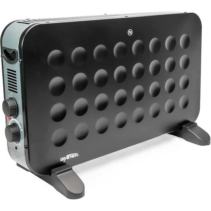 Конвекторний обігрівач Grafner 2000 Вт, матово-чорний, 3 режими нагріву, термостат з плавним регулюванням для повністю автоматичної роботи, новітня технологія циркуляції, безшумний, електричний конвекторний обігрівач