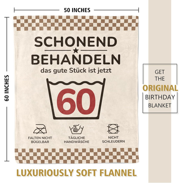 Подарунок на 60-річчя для жінок та чоловіків, кумедний подарунок на день народження у вигляді ковдри, подарунки на 60-річчя для жінок та чоловіків, подарунки на 60-річчя для жінок, дівчат, мам та тат, подарунки для дбайливого поводження