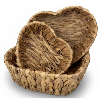 Набір із 3 порожніх подарункових кошиків у формі серця Декоративні подарункові кошики з міцного матеріалу, ідеально підходять для подарунків, зберігання та декорування.