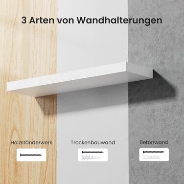 Настінна полиця STOREMIC, Білі настінні полиці 40 см, Комплект з 1 плаваючої полиці Біла, Сучасна декоративна полиця з лаконічним покриттям для спальні, кухні, офісу, вітальні тощо.