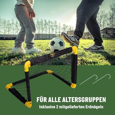 Футбольні ворота Umbro - Футбольні ворота 50 x 44 x 44 см - Складані футбольні ворота - Футбольні ворота для дітей садівництва - Футбольне тренувальне обладнання для використання в приміщенні та на вулиці - Чорний/Жовтий